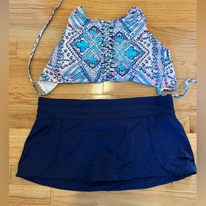 Halter Top Bikini with Skirt Bottoms